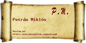 Petrás Miklós névjegykártya